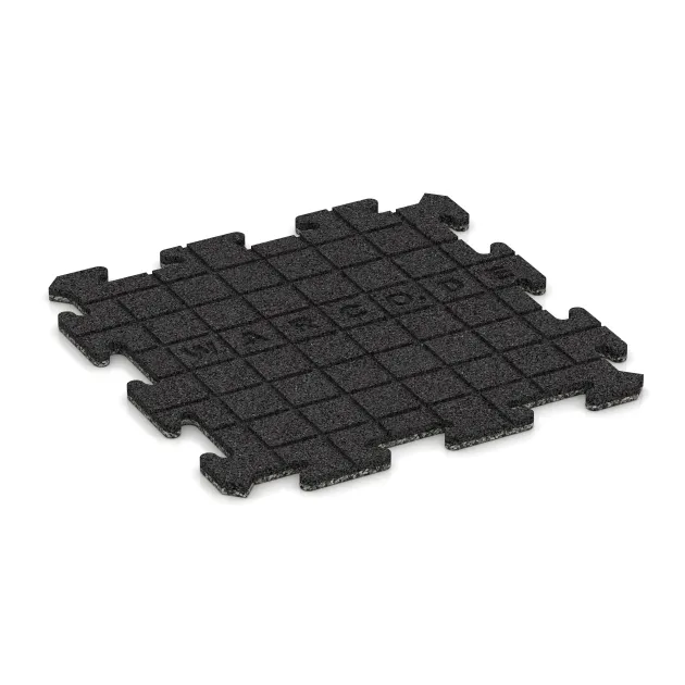 Aufsicht auf die Unterseite, also die Bodenseite von WARCO-Formteil 4210 - Sportboden‑Platte 1,8 cm im Format 500 x 500 x 18 mm.