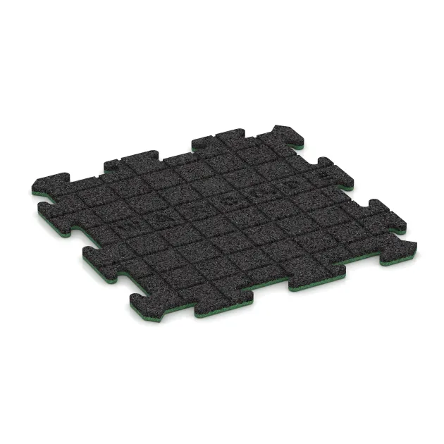 Aufsicht auf die Unterseite, also die Bodenseite von WARCO-Formteil 6202 - Sportboden‑Platte 1,8 cm im Format 500 x 500 x 18 mm.