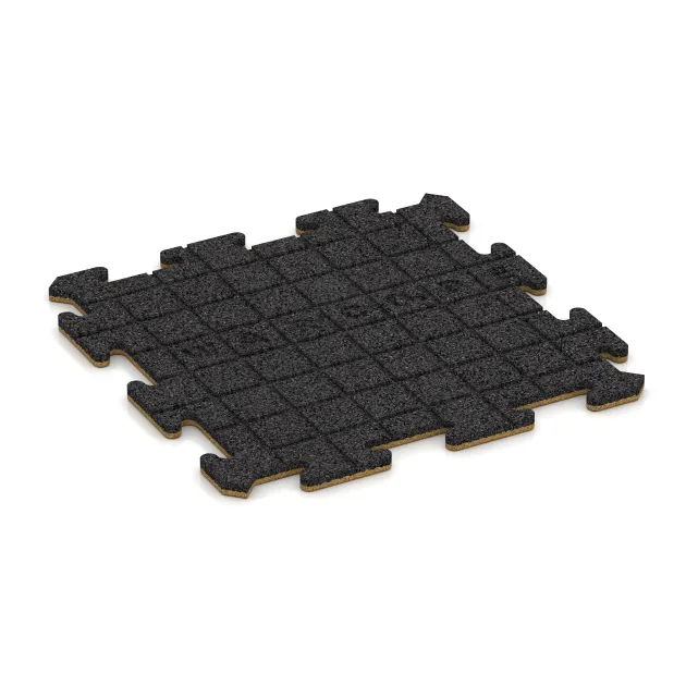 Aufsicht auf die Unterseite, also die Bodenseite von WARCO-Formteil 6210 - Sportboden‑Platte 1,8 cm im Format 500 x 500 x 18 mm.