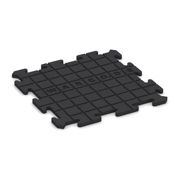 Aufsicht auf die Unterseite, also die Bodenseite von WARCO-Formteil 0201 - Fitnessboden Studio im Format 500 x 500 x 18 mm.