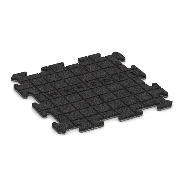 Aufsicht auf die Unterseite, also die Bodenseite von WARCO-Formteil 4585 - Sportboden‑Platte 1,8 cm im Format 500 x 500 x 18 mm.