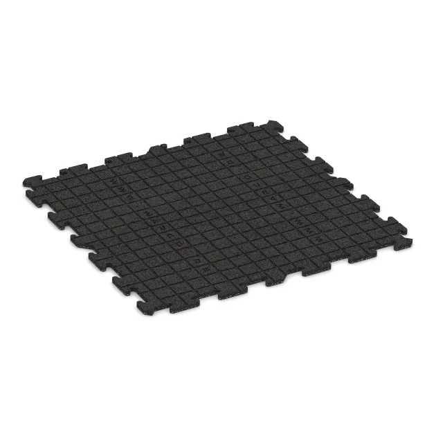 Aufsicht auf die Unterseite, also die Bodenseite von WARCO-Formteil 0230 - Bodenschutzmatte 1,8 cm HD – Fitness im Format 1000 x 1000 x 18 mm.