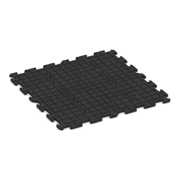 Aufsicht auf die Unterseite, also die Bodenseite von WARCO-Formteil 0317 - Bodenschutzmatte 1,8 cm – Fitness im Format 1000 x 1000 x 18 mm.