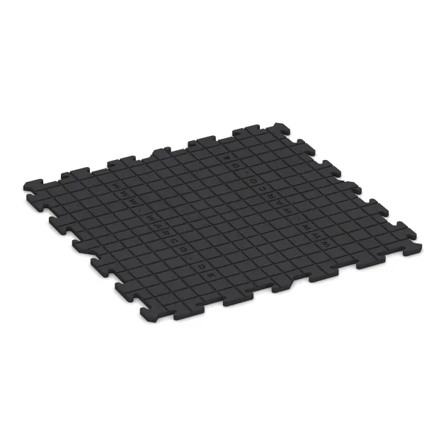 Aufsicht auf die Unterseite, also die Bodenseite von WARCO-Formteil 0377 - Fitnessboden Studio im Format 1000 x 1000 x 18 mm.