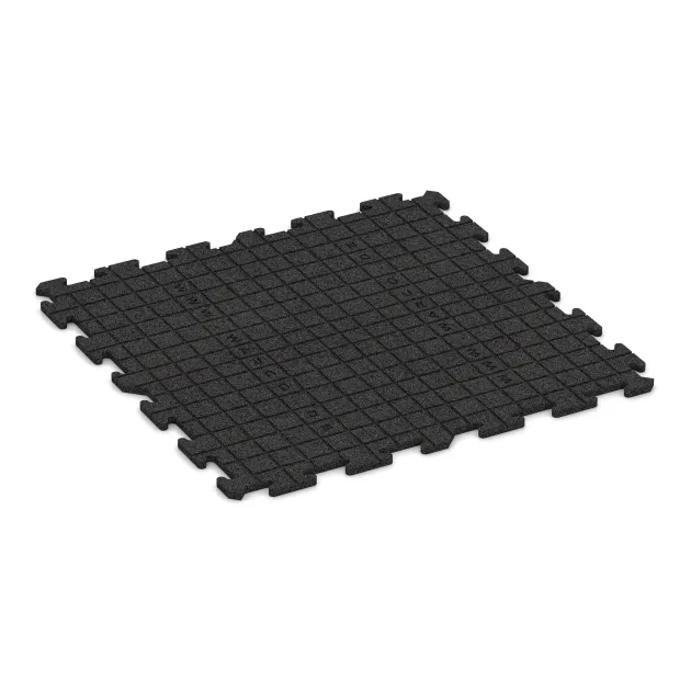 Aufsicht auf die Unterseite, also die Bodenseite von WARCO-Formteil 0340 - Bodenschutzmatte 1,8 cm HD – Fitness im Format 1000 x 1000 x 18 mm.