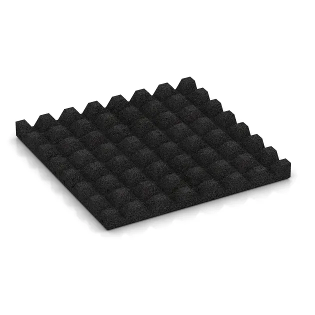 Aufsicht auf die Unterseite, also die Bodenseite von WARCO-Formteil 0660 - Fallschutzplatte im Format 500 x 500 x 45 mm.