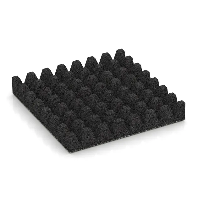 Aufsicht auf die Unterseite, also die Bodenseite von WARCO-Formteil 5367 - Fallschutzplatte im Format 500 x 500 x 80 mm.