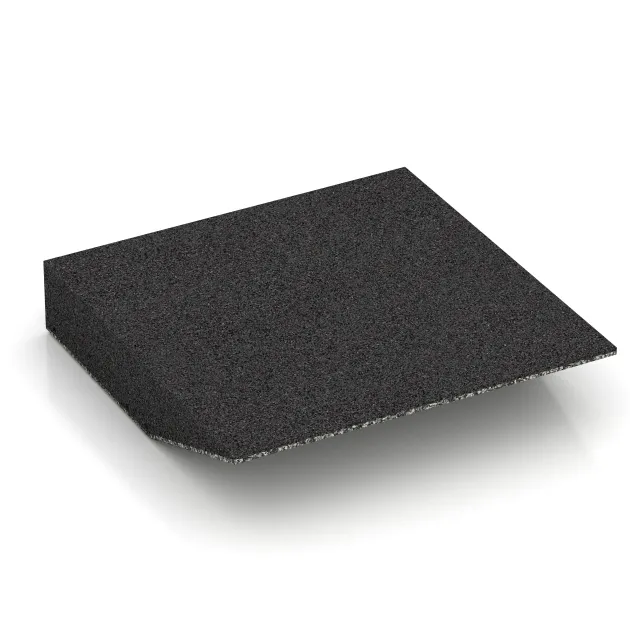 Aufsicht auf die Unterseite, also die Bodenseite von WARCO-Formteil 3817 - Rand-Platte (eine Seite abgeschrägt) im Format 500 x 500 x 100 mm.