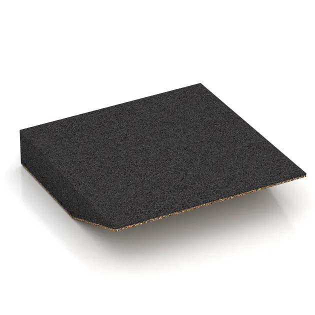 Aufsicht auf die Unterseite, also die Bodenseite von WARCO-Formteil 3814 - Rand-Platte (eine Seite abgeschrägt) im Format 500 x 500 x 100 mm.