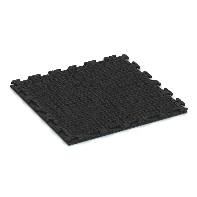 Aufsicht auf die Unterseite, also die Bodenseite von WARCO-Formteil 1608 - Fitnessboden Gummi-Fliesen Classic im Format 1000 x 1000 x 30 mm.
