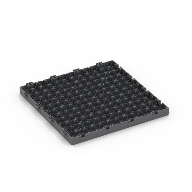 Aufsicht auf die Unterseite, also die Bodenseite von WARCO-Formteil 6348 - Kassettenmuster – Klickfliese im Format 30 x 30 x 2 cm.