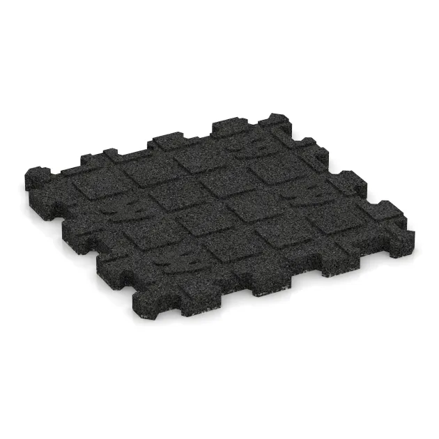 Aufsicht auf die Unterseite, also die Bodenseite von WARCO-Formteil 3724 - Fitnessmatte Premium 2 cm im Format 306 x 306 x 20 mm.