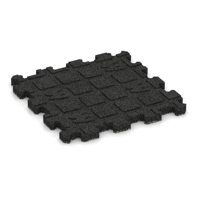 Aufsicht auf die Unterseite, also die Bodenseite von WARCO-Formteil 3721 - Fitnessmatte Premium 2 cm im Format 306 x 306 x 20 mm.
