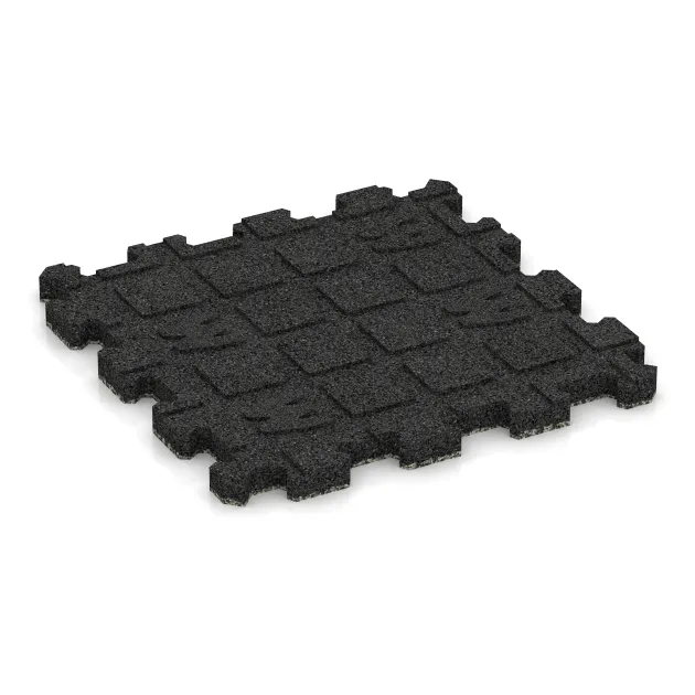 Aufsicht auf die Unterseite, also die Bodenseite von WARCO-Formteil 3720 - Fitnessmatte Premium 2 cm im Format 306 x 306 x 20 mm.