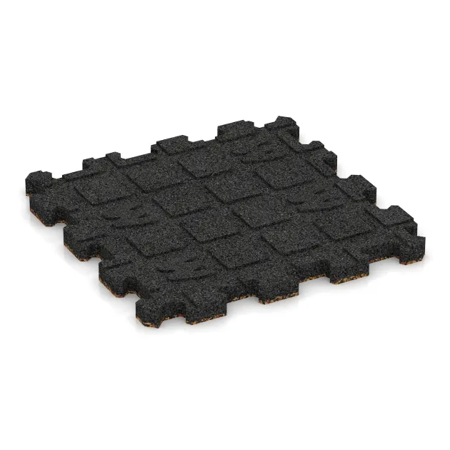 Aufsicht auf die Unterseite, also die Bodenseite von WARCO-Formteil 3714 - Fitnessmatte Premium 2 cm im Format 306 x 306 x 20 mm.