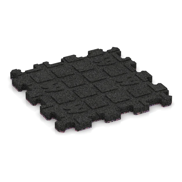 Aufsicht auf die Unterseite, also die Bodenseite von WARCO-Formteil 3734 - Steinteppich-Klickfliese im Format 30,6 x 30,6 x 2 cm | 0,094 m².