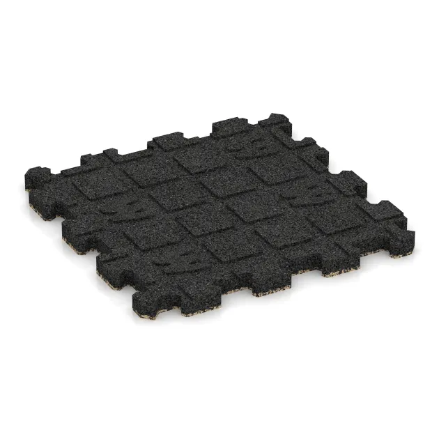 Aufsicht auf die Unterseite, also die Bodenseite von WARCO-Formteil 3713 - Fitnessmatte Premium 2 cm im Format 306 x 306 x 20 mm.