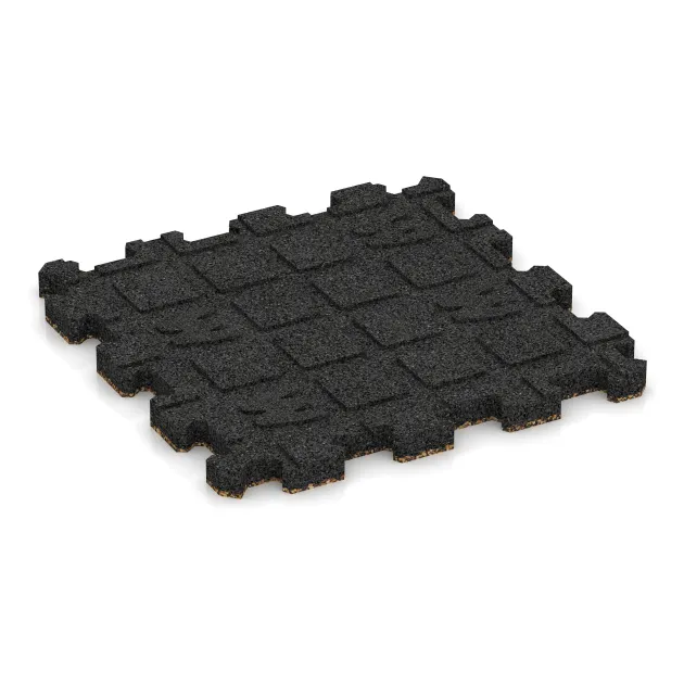 Aufsicht auf die Unterseite, also die Bodenseite von WARCO-Formteil 3716 - Fitnessmatte Premium 2 cm im Format 306 x 306 x 20 mm.