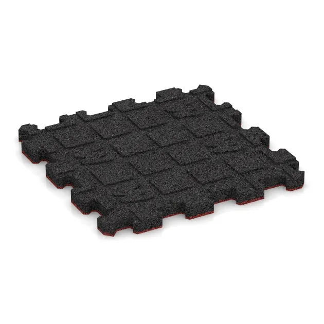 Aufsicht auf die Unterseite, also die Bodenseite von WARCO-Formteil 4262 - Fitnessmatte Premium 2 cm im Format 306 x 306 x 20 mm.