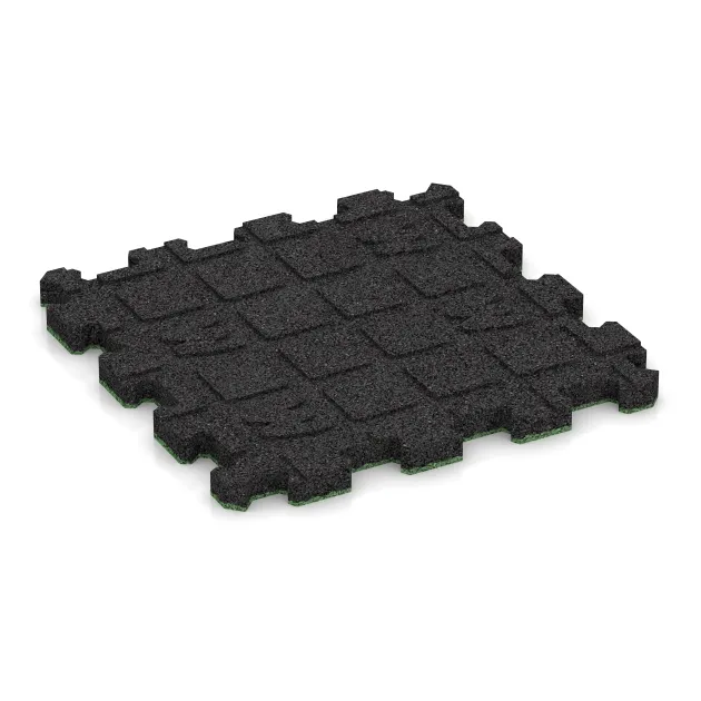Aufsicht auf die Unterseite, also die Bodenseite von WARCO-Formteil 4260 - Fitnessmatte Premium 2 cm im Format 306 x 306 x 20 mm.