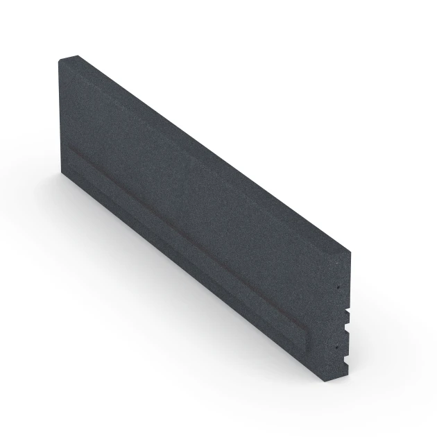 Aufsicht auf die Unterseite, also die Bodenseite von WARCO-Formteil 6213 - Gummi-Tiefbord im Format 100 × 5 × 25 cm.