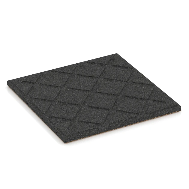 Aufsicht auf die Unterseite, also die Bodenseite von WARCO-Formteil 6127 - Fallschutzmatte – 95 cm im Format 50 x 50 x 3 cm | 0,25 m².
