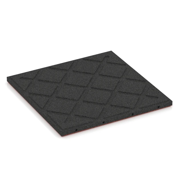 Aufsicht auf die Unterseite, also die Bodenseite von WARCO-Formteil 6128 - Fallschutzmatte – 95 cm im Format 50 x 50 x 3 cm | 0,25 m².