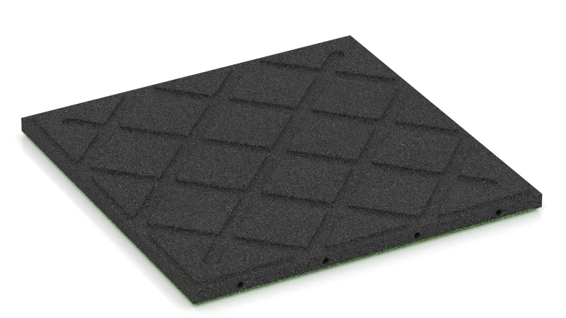 Auflagefelder in Rautenanordnung mit Drainagerillen