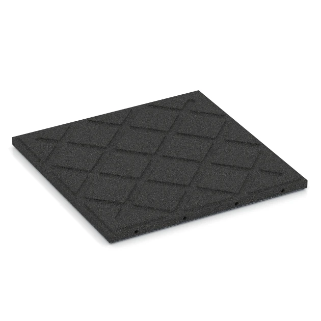 Aufsicht auf die Unterseite, also die Bodenseite von WARCO-Formteil 6130 - Fallschutzmatte – 95 cm im Format 50 x 50 x 3 cm | 0,25 m².