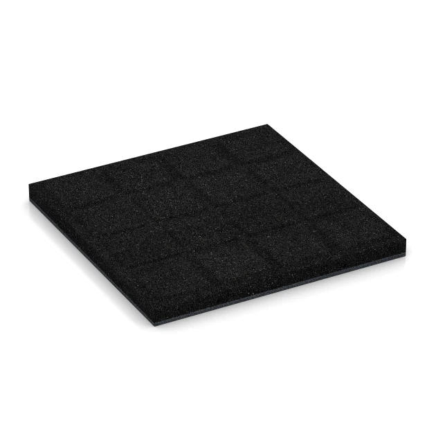 Aufsicht auf die Unterseite, also die Bodenseite von WARCO-Formteil 6221 - Fallschutzplatten im Format 50 x 50 x 4 cm.