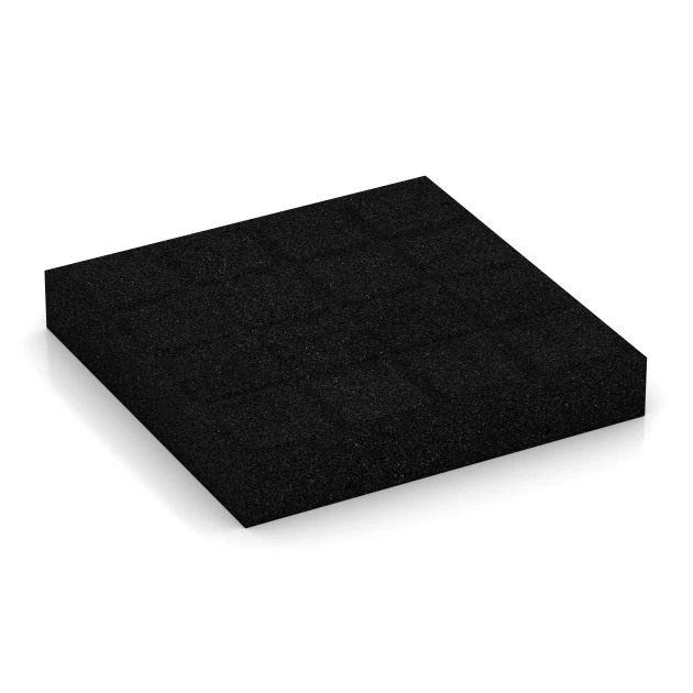Aufsicht auf die Unterseite, also die Bodenseite von WARCO-Formteil 6172 - Fallschutzplatten im Format 50 x 50 x 8 cm.