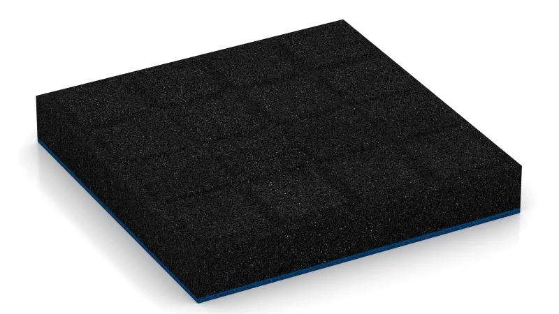 Quadratische Auflagepads mit breiten, flachen Drainagekanälen