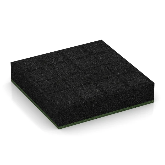 Aufsicht auf die Unterseite, also die Bodenseite von WARCO-Formteil 6211 - Fallschutzplatten im Format 50 x 50 x 11 cm.