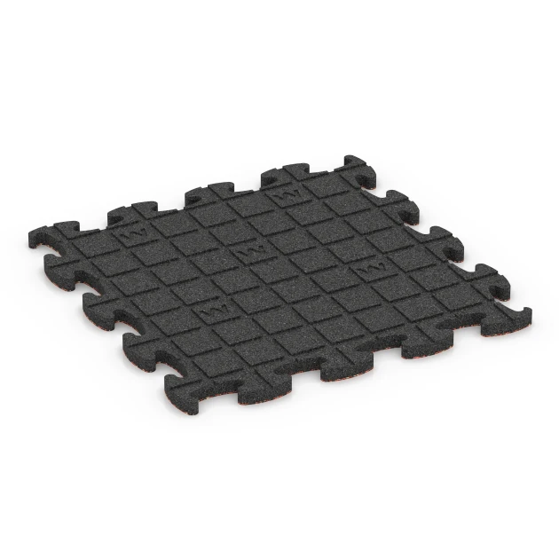 Aufsicht auf die Unterseite, also die Bodenseite von WARCO-Formteil 6863 - Fitness Max Floor System im Format 46 x 46 x 1,8 cm.