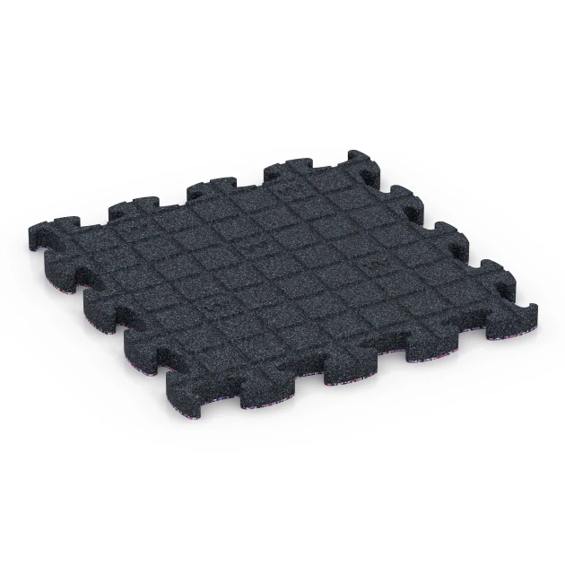 Aufsicht auf die Unterseite, also die Bodenseite von WARCO-Formteil 6936 - Fallschutz Puzzlematte im Format 44,6 x 44,6 × 2,8 cm.