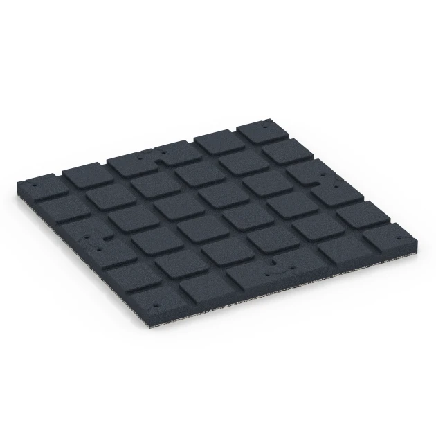 Aufsicht auf die Unterseite, also die Bodenseite von WARCO-Formteil 7133 - Outdoor-Fitnessboden im Format 60 x 60 x 3 cm | 0,36 m².