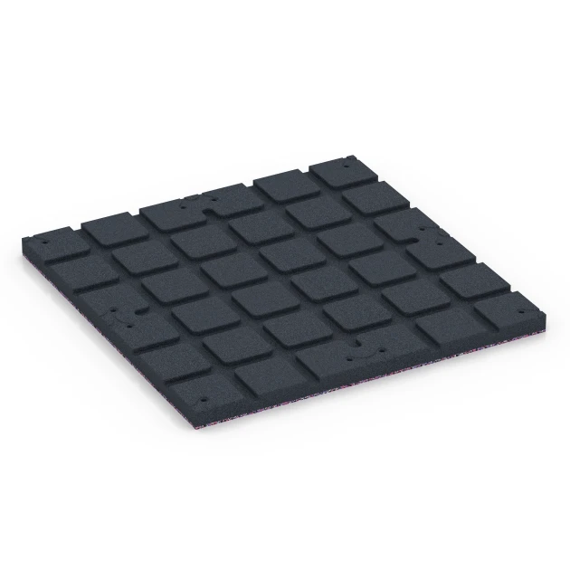 Aufsicht auf die Unterseite, also die Bodenseite von WARCO-Formteil 7137 - Outdoor-Fitnessboden im Format 60 x 60 x 3 cm | 0,36 m².