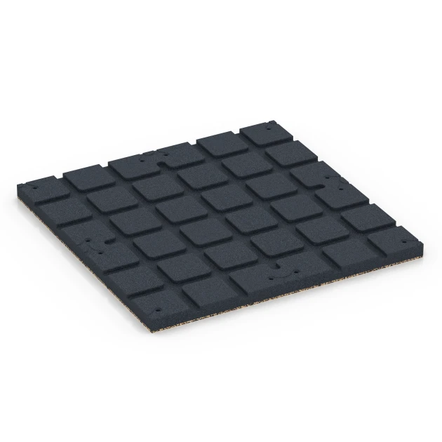 Aufsicht auf die Unterseite, also die Bodenseite von WARCO-Formteil 7140 - Outdoor-Fitnessboden im Format 60 x 60 x 3 cm | 0,36 m².