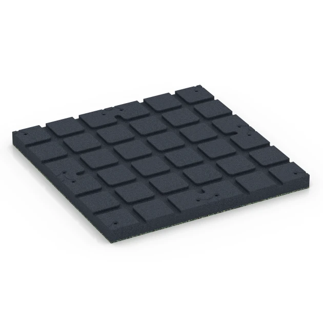 Aufsicht auf die Unterseite, also die Bodenseite von WARCO-Formteil 7143 - Outdoor-Fitnessboden im Format 60 x 60 x 4 cm | 0,36 m².