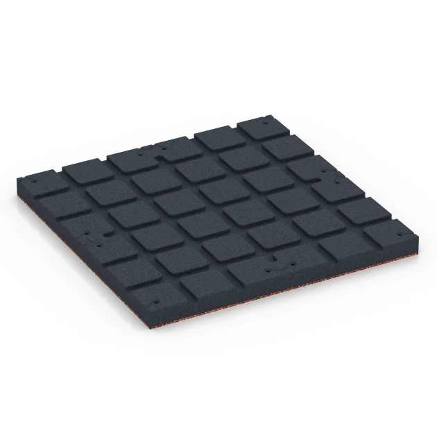 Aufsicht auf die Unterseite, also die Bodenseite von WARCO-Formteil 7145 - Outdoor-Fitnessboden im Format 60 x 60 x 4 cm | 0,36 m².