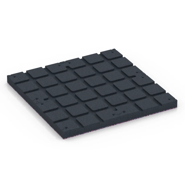 Aufsicht auf die Unterseite, also die Bodenseite von WARCO-Formteil 7146 - Outdoor-Fitnessboden im Format 60 x 60 x 4 cm | 0,36 m².