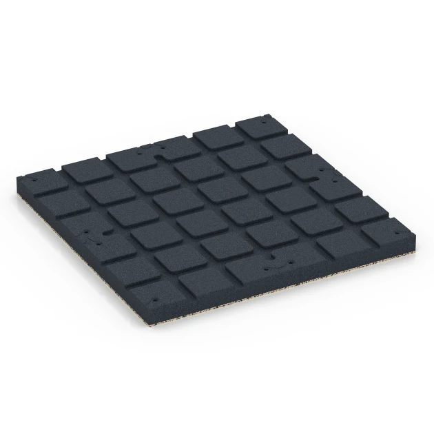 Aufsicht auf die Unterseite, also die Bodenseite von WARCO-Formteil 7147 - Outdoor-Fitnessboden im Format 60 x 60 x 4 cm | 0,36 m².