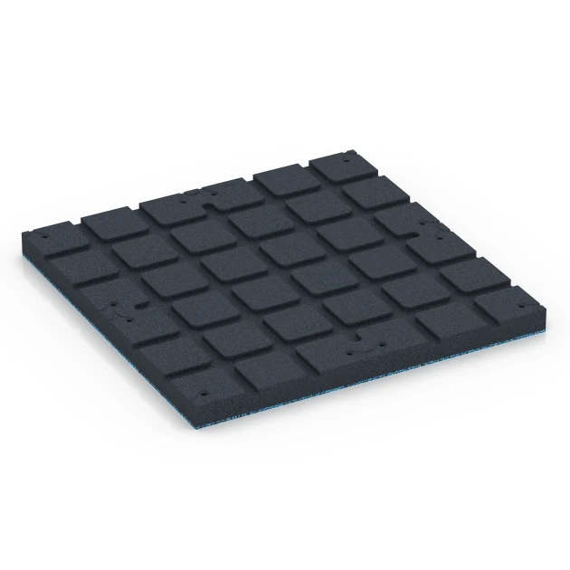 Aufsicht auf die Unterseite, also die Bodenseite von WARCO-Formteil 7148 - Outdoor-Fitnessboden im Format 60 x 60 x 4 cm | 0,36 m².