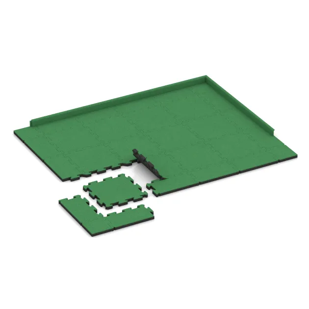 Typische Verlegung oder Einbausituation für den Artikel 5186 von WARCO - Fitness-Bodenschutzmatte, Farbton Maigrün in der Abmessung 500 x 500 x 40 mm.