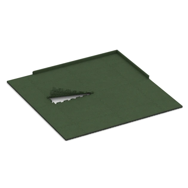 Typische Verlegung oder Einbausituation für den Artikel 3513 von WARCO - Fitness-Bodenschutzmatte, Farbton Grasgrün in der Abmessung 1000 x 1000 x 40 mm.