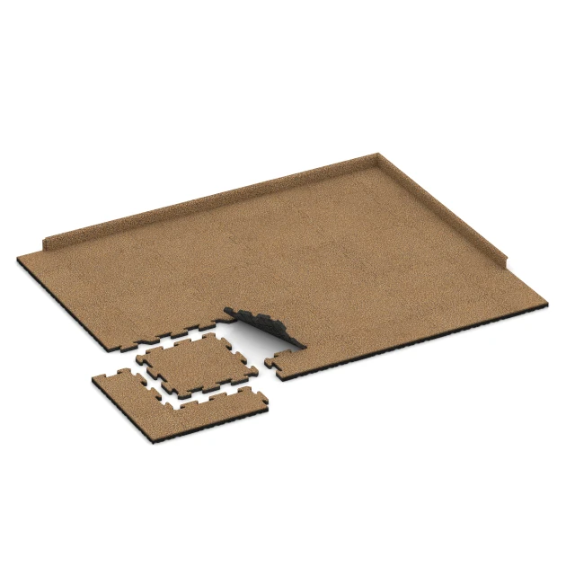 Typische Verlegung oder Einbausituation für den Artikel 2752 von WARCO - Fitness-Bodenschutzmatte, Farbton Rattan Lounge in der Abmessung 500 x 500 x 30 mm.