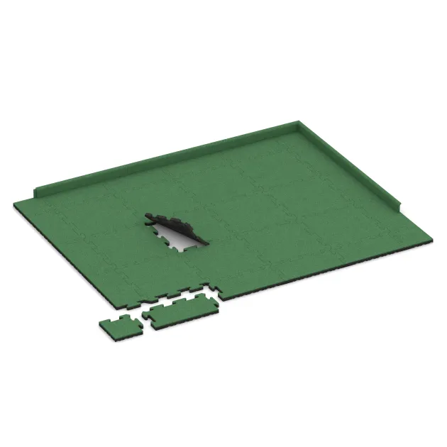 Typische Verlegung oder Einbausituation für den Artikel 5305 von WARCO - Fallschutz-Puzzlematte, Farbton Maigrün in der Abmessung 500 x 500 x 30 mm.