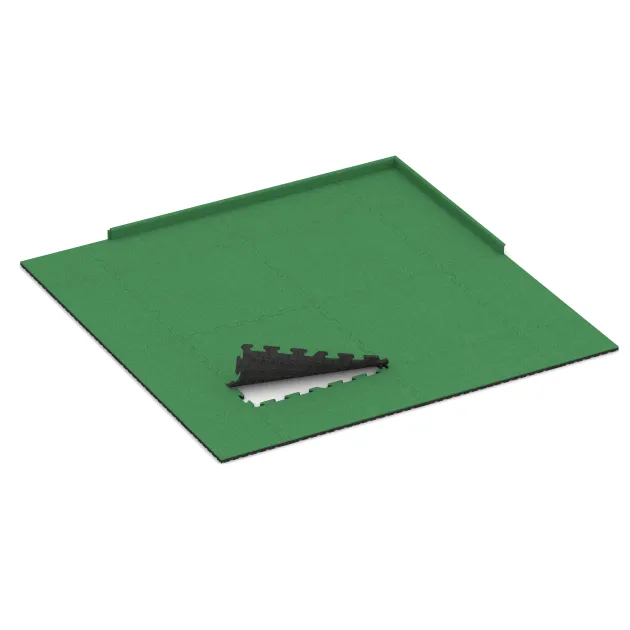 Typische Verlegung oder Einbausituation für den Artikel 6011 von WARCO - Fitness-Bodenschutzmatte, Farbton Maigrün in der Abmessung 1000 x 1000 x 30 mm.