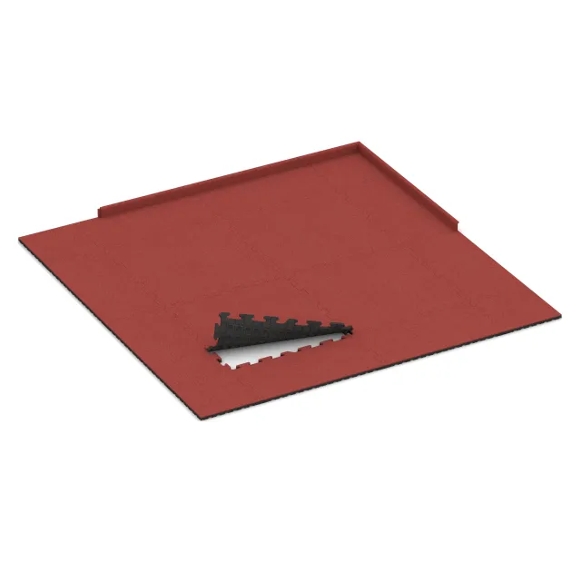 Typische Verlegung oder Einbausituation für den Artikel 6015 von WARCO - Fitness-Bodenschutzmatte, Farbton Rose in der Abmessung 1000 x 1000 x 30 mm.
