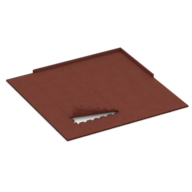 Typische Verlegung oder Einbausituation für den Artikel 3373 von WARCO - Fitness-Bodenschutzmatte, Farbton Ziegelrot in der Abmessung 1000 x 1000 x 30 mm.